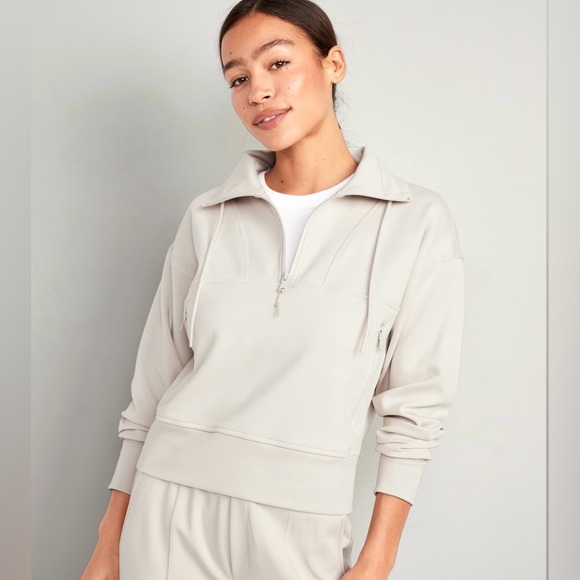 Old Navy Tops - Old Navy Dynamic Fleece Half-Zip Sweatshirt in Wishbone (Stone) Color Size XXL